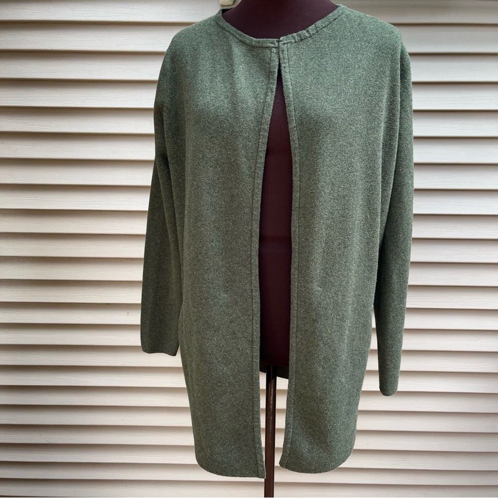 EUC J. Crew Re-Imagined forest army green cardigan sweater